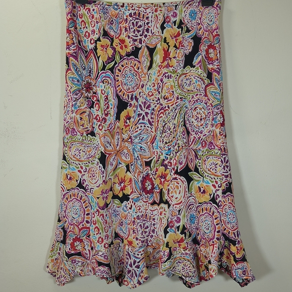 Cabi Womens Reversible Polka Dot/ Floral Multicolor Midi Skirt , Size S - Picture 4 of 7